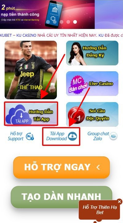 Ku Casino hướng dẫn tải app Kubet cho android