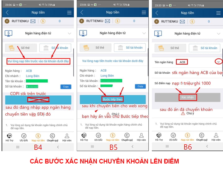 Hướng dẫn giao dịch nạp tiền tại KUBET