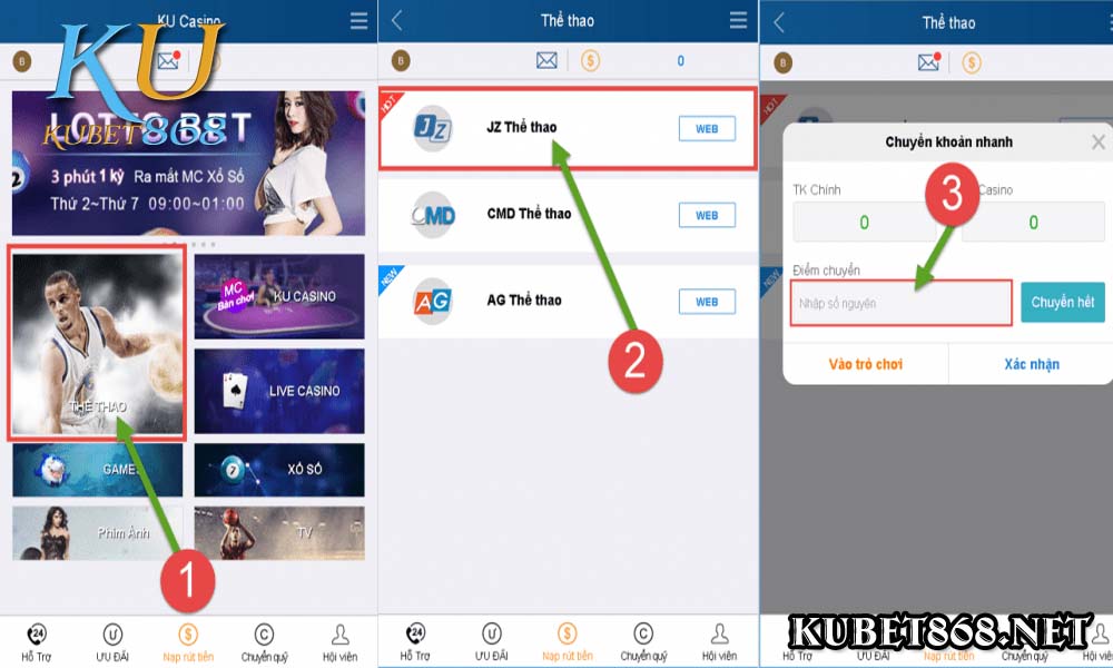 ku casino hướng dẫn nạp tiền từng bước tài khoản KUBET
