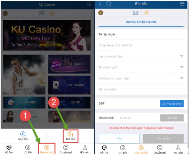 Hướng dẫn cách rút tiền KUBET