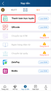 thanh toán trực tuyến Kubet777