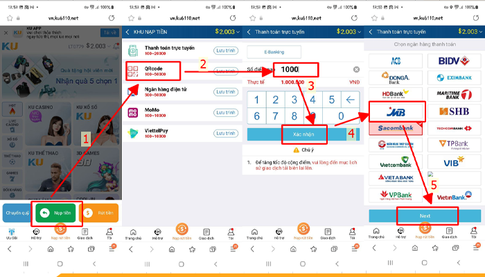 Nạp tiền Kubet ngân hàng MB Bank 1